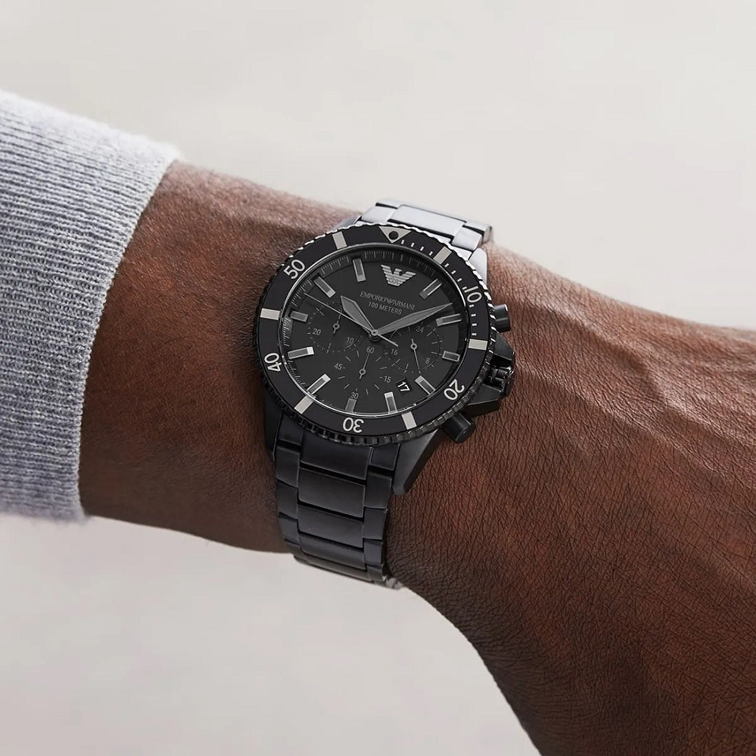 Emporio Armani AR11363 Men's Diver Style All Black Watch – product image 7 of 8
