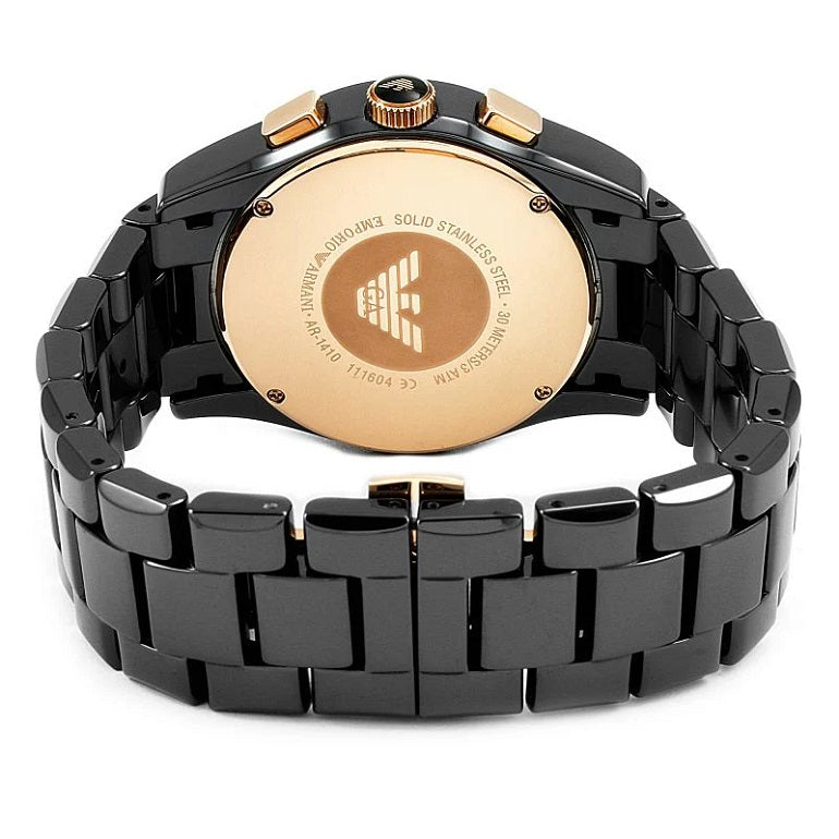 Emporio Armani AR1410 Valente Ceramic Men's Black & Rose Gold Watch – product image 4 of 8