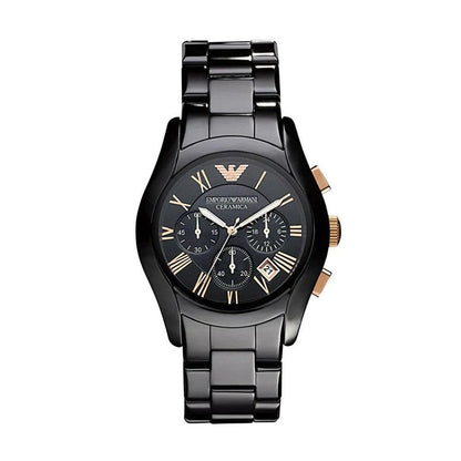 Emporio Armani AR1410 Valente Ceramic Men's Black & Rose Gold Watch – product image 1 of 8