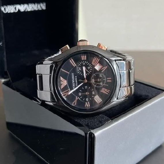 Emporio Armani AR1410 Valente Ceramic Men's Black & Rose Gold Watch – product image 7 of 8