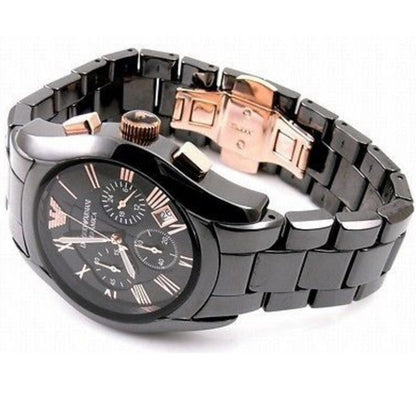 Emporio Armani AR1410 Valente Ceramic Men's Black & Rose Gold Watch – product image 3 of 8