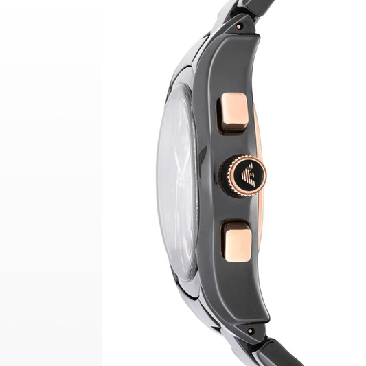 Emporio Armani AR1410 Valente Ceramic Men's Black & Rose Gold Watch – product image 2 of 8