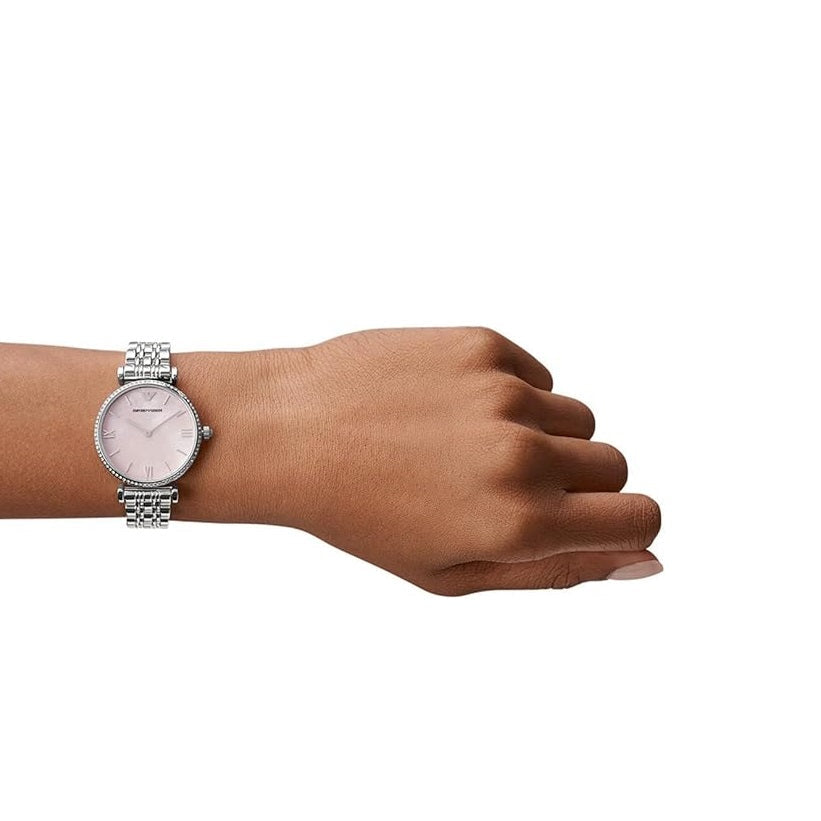 Emporio Armani AR1779 Gianni T-Bar Women's Silver & Pink Watch – product image 6 of 8