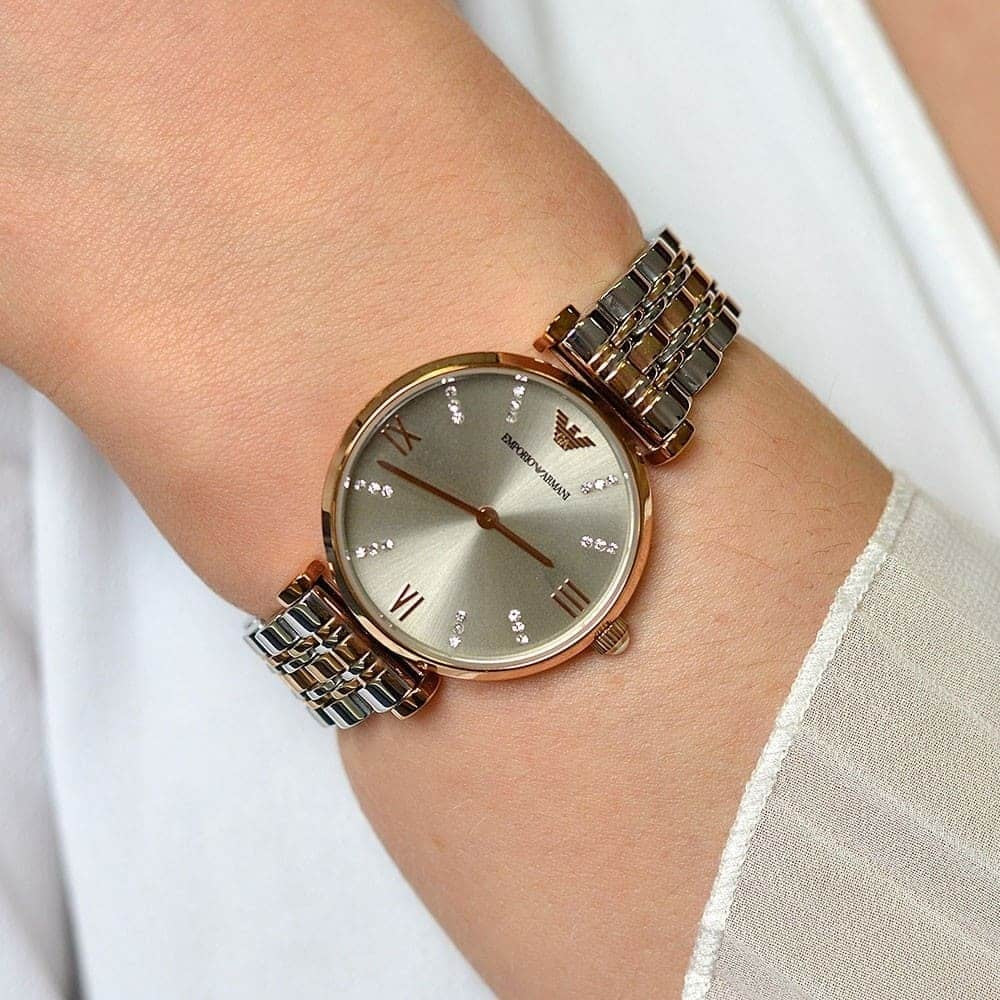 Emporio Armani AR1840 Gianni T-Bar Women's Two-Tone Watch – product image 6 of 7