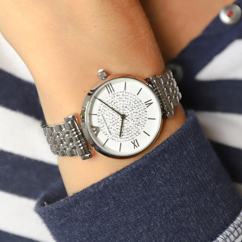 Emporio Armani AR1925 Gianni T-Bar Women's Silver Watch – product image 6 of 7