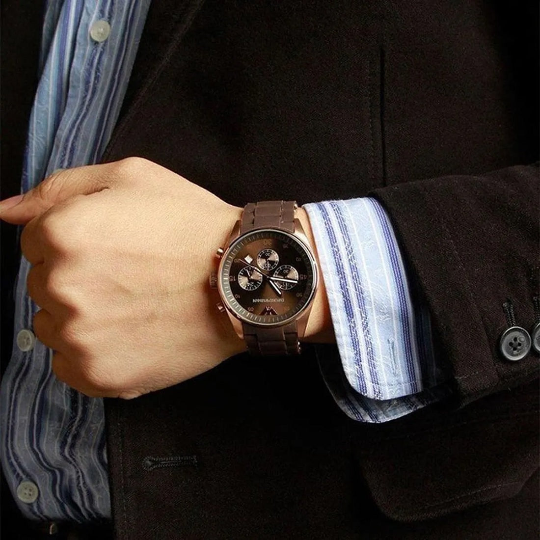 Emporio Armani AR5890 Sportivo Men's Brown & Rose Gold Watch – product image 6 of 8