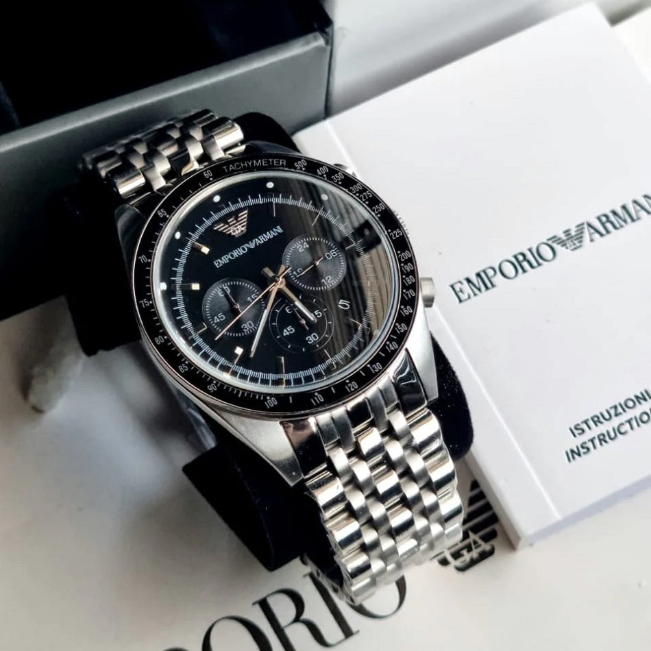 Emporio Armani AR5988 Tazio Men's Silver & Black Chronograph - product image 6 of 7