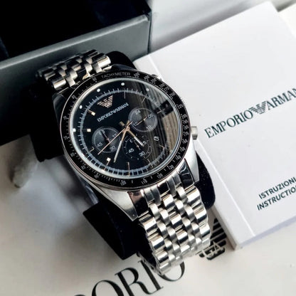 Emporio Armani AR5988 Tazio Men's Silver & Black Chronograph - product image 6 of 7