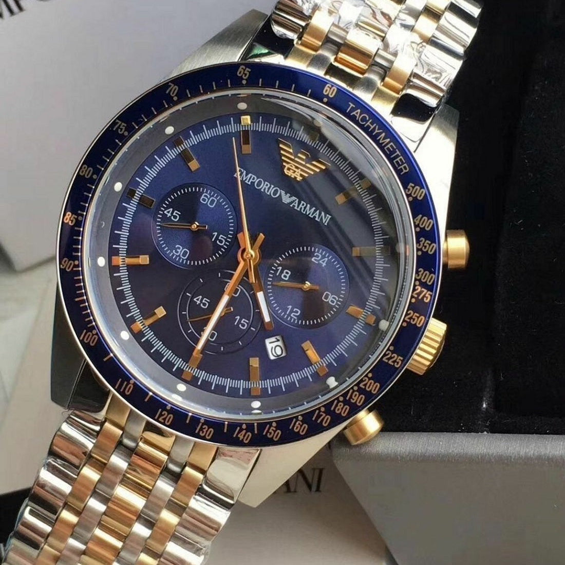 Emporio Armani AR6088 Tazio Men's Two-Tone Watch – product image 4 of 6