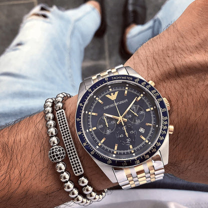 Emporio Armani AR8030 Tazio Men's Two-Tone Blue Watch – product image 4 of 5