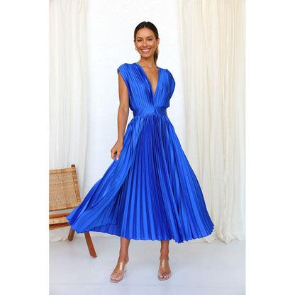 Women's Sleeveless V-Neck Pleated Dress – product image 5