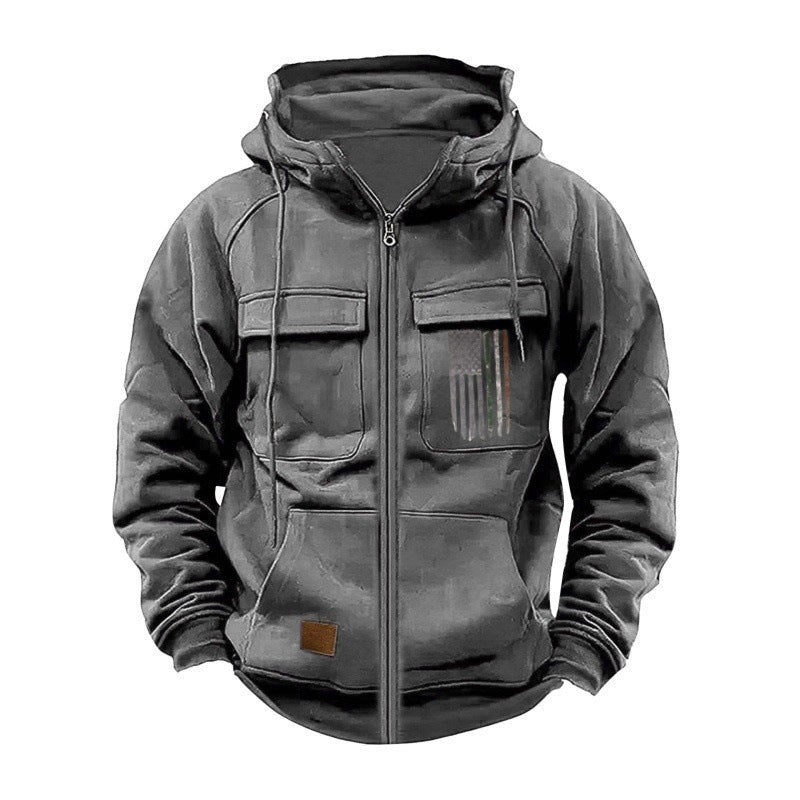 Printed Loose Zip Casual Hooded Sweatshirt – product image 6