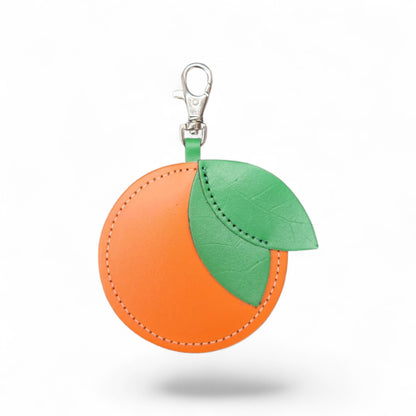 Handmade Leather Fruity Bag Charm – Orange – product image 1 of 3