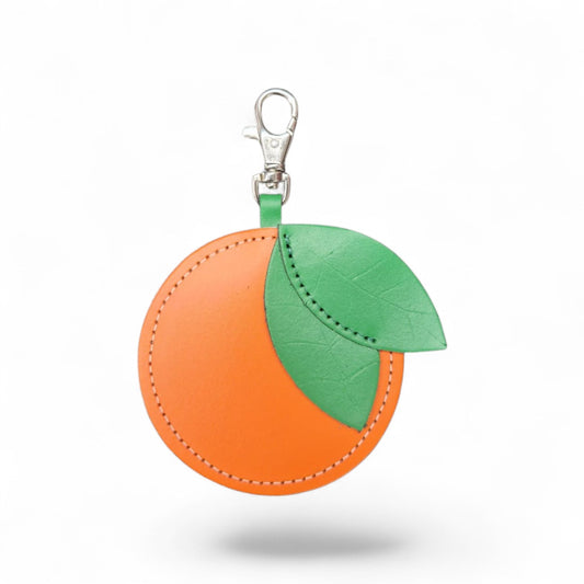 Handmade Leather Fruity Bag Charm – Orange – product image 1 of 3