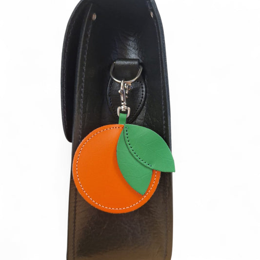 Handmade Leather Fruity Bag Charm – Orange – product image 2 of 3