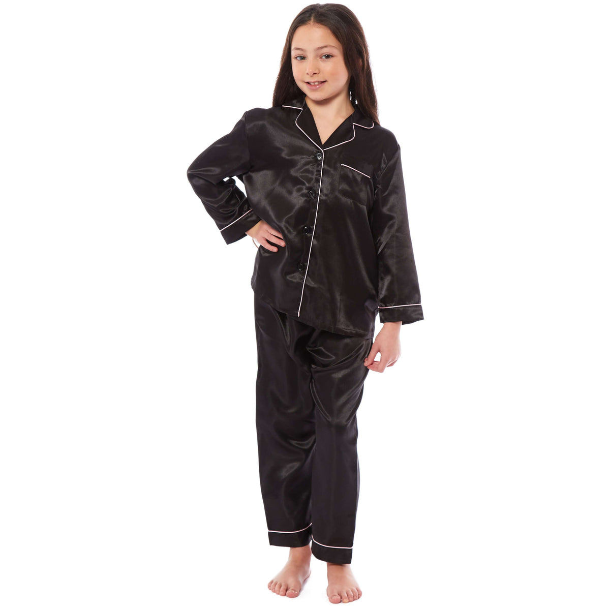 Daisy Dreamer Girls Satin Silk Pyjama Set Long Sleeve Button Down Sleepwear Luxurious – product image 5 of 10