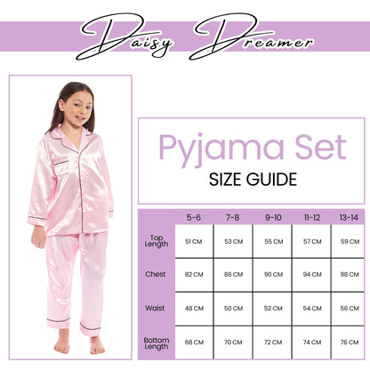 Daisy Dreamer Girls Satin Silk Pyjama Set Long Sleeve Button Down Sleepwear Luxurious – product image 12 of 12