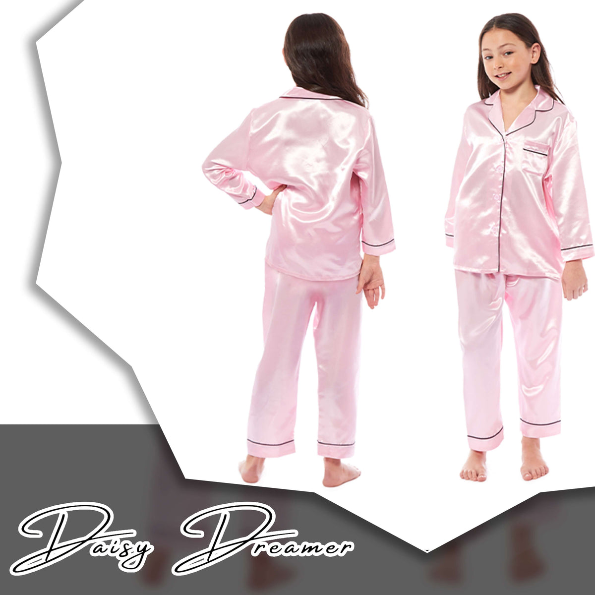 Daisy Dreamer Girls Satin Silk Pyjama Set Long Sleeve Button Down Sleepwear Luxurious – product image 11 of 12