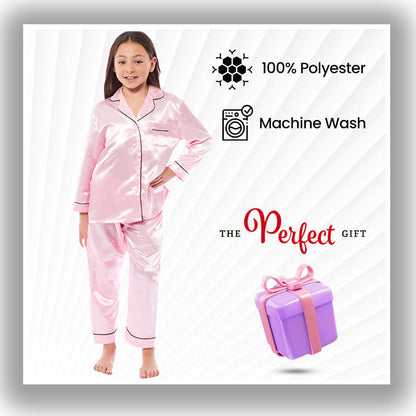 Daisy Dreamer Girls Satin Silk Pyjama Set Long Sleeve Button Down Sleepwear Luxurious – product image 8 of 12