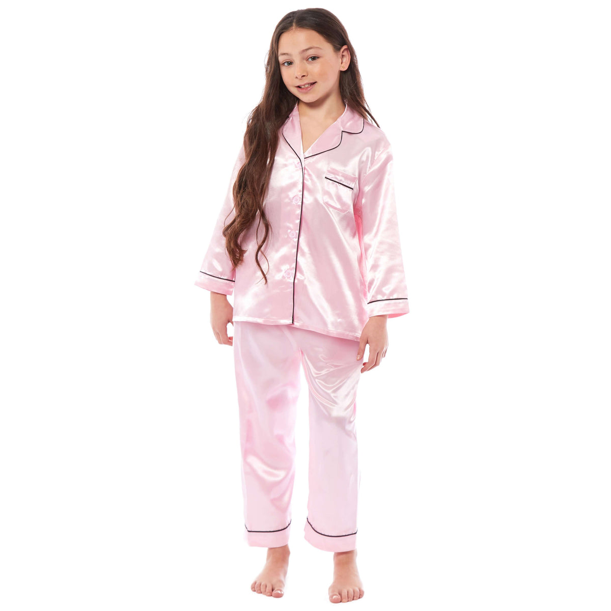 Daisy Dreamer Girls Satin Silk Pyjama Set Long Sleeve Button Down Sleepwear Luxurious – product image 6 of 12