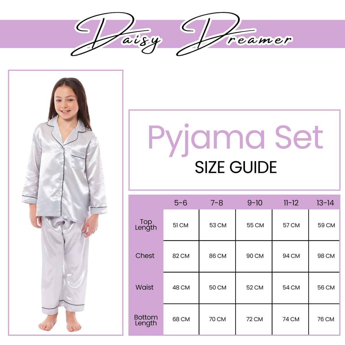 Daisy Dreamer Girls Satin Silk Pyjama Set Long Sleeve Button Down Sleepwear Luxurious – product image 4 of 12