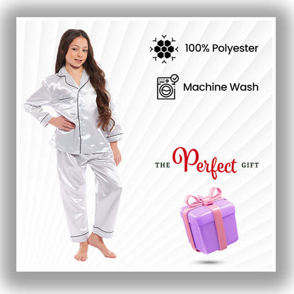Daisy Dreamer Girls Satin Silk Pyjama Set Long Sleeve Button Down Sleepwear Luxurious – product image 2 of 12