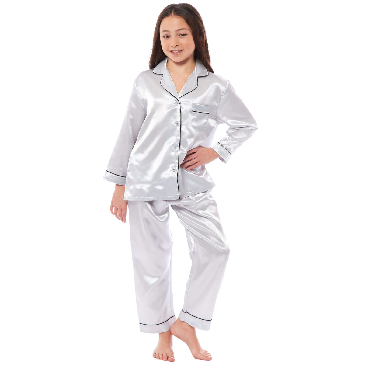 Daisy Dreamer Girls Satin Silk Pyjama Set Long Sleeve Button Down Sleepwear Luxurious – product image 1 of 12