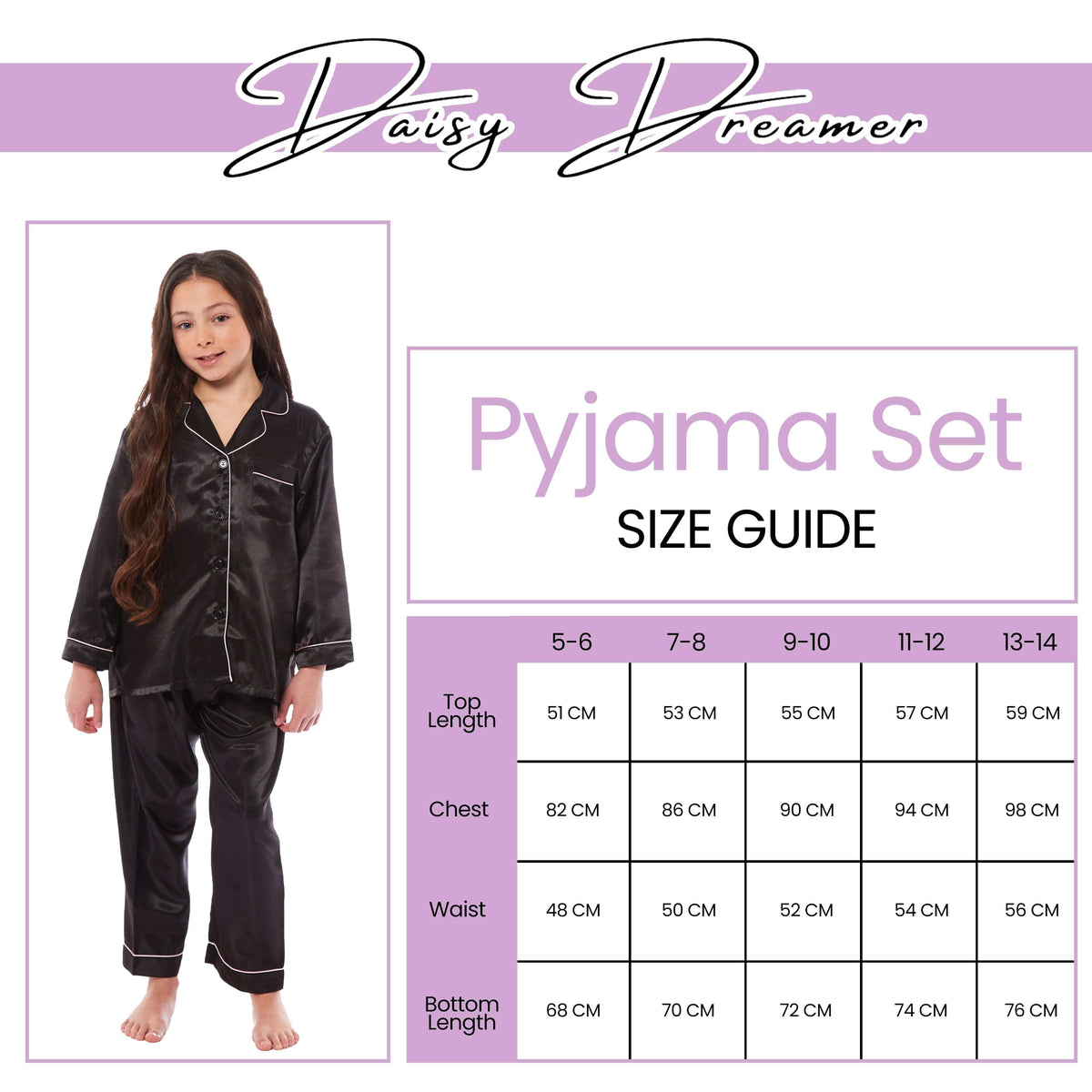 Daisy Dreamer Girls Satin Silk Pyjama Set Long Sleeve Button Down Sleepwear Luxurious – product image 7 of 10