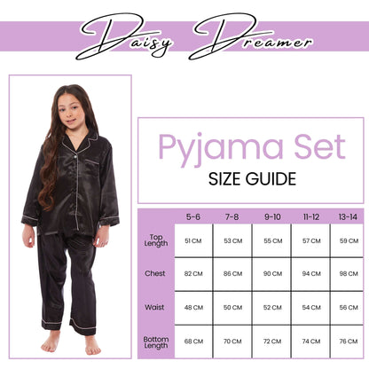 Daisy Dreamer Girls Satin Silk Pyjama Set Long Sleeve Button Down Sleepwear Luxurious – product image 7 of 10