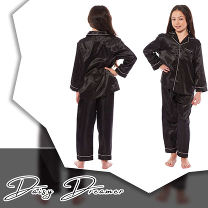 Daisy Dreamer Girls Satin Silk Pyjama Set Long Sleeve Button Down Sleepwear Luxurious – product image 6 of 10