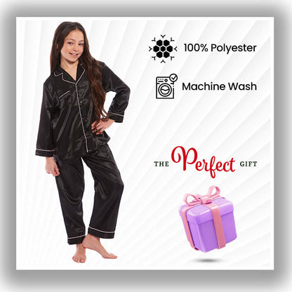 Daisy Dreamer Girls Satin Silk Pyjama Set Long Sleeve Button Down Sleepwear Luxurious – product image 3 of 10