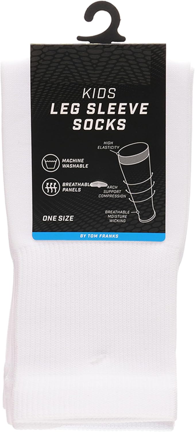 Sock Stack Kids Leg Sleeve Compression Socks White Fits Over Calf Shin Pads Breathable Durable – product image 4 of 4
