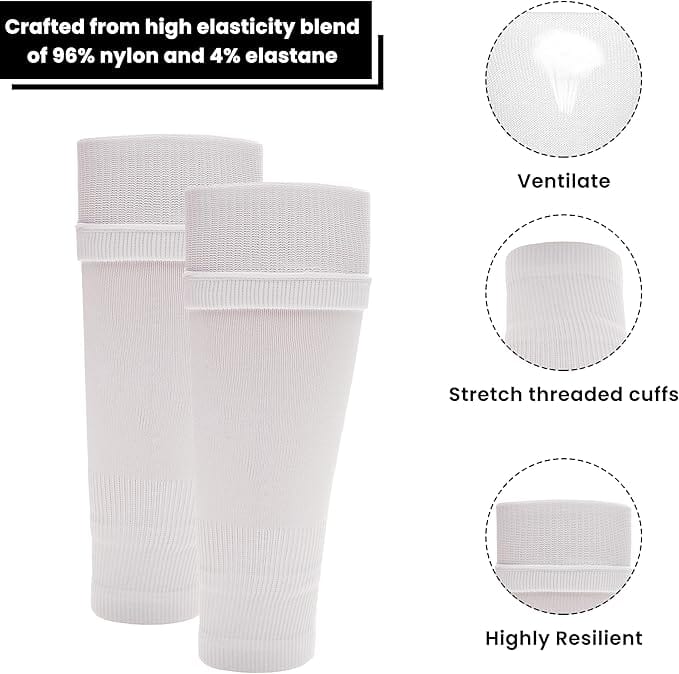 Sock Stack Kids Leg Sleeve Compression Socks White Fits Over Calf Shin Pads Breathable Durable – product image 2 of 4