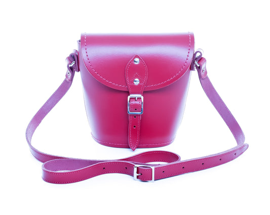 Handmade Leather Barrel Bag - Magenta – product image 1 of 5