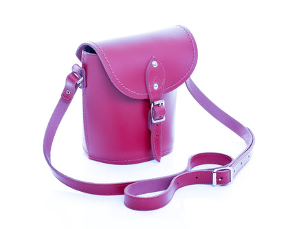 Handmade Leather Barrel Bag - Magenta – product image 3 of 5