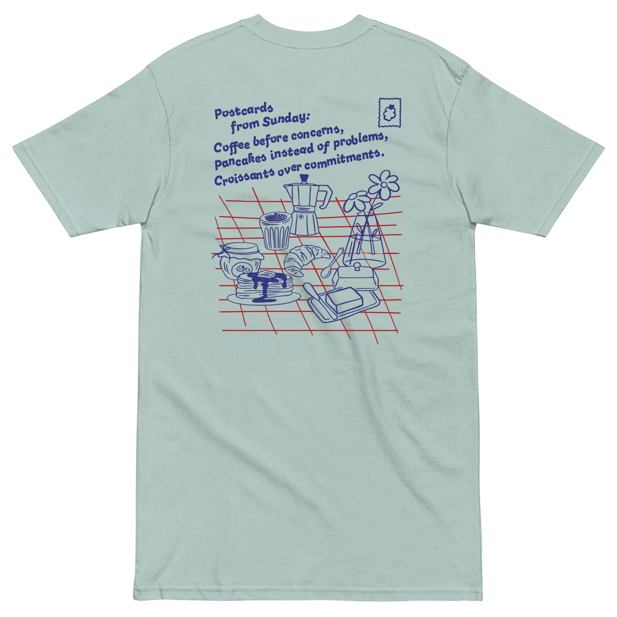 GUSTATORY Originals Postcards From Sunday Heavy Cotton Embroidered T-Shirt – product image 5 of 10