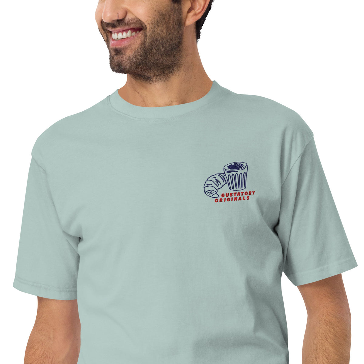 GUSTATORY Originals Postcards From Sunday Heavy Cotton Embroidered T-Shirt – product image 8 of 10
