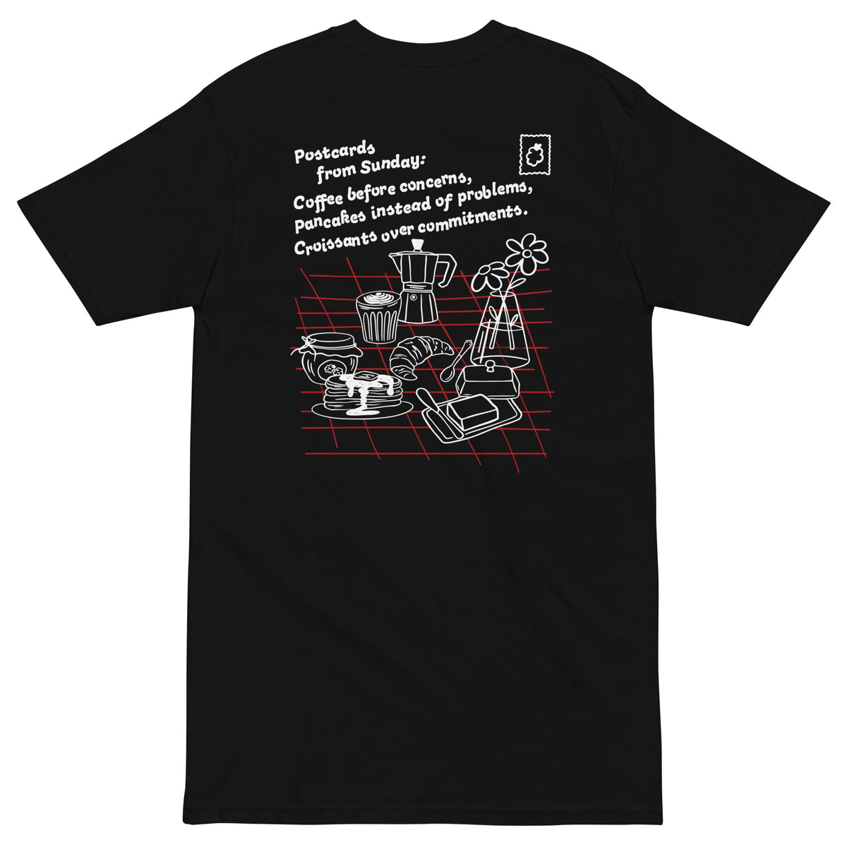 GUSTATORY Originals Postcards From Sunday Heavy Cotton Embroidered T-Shirt – product image 1 of 10