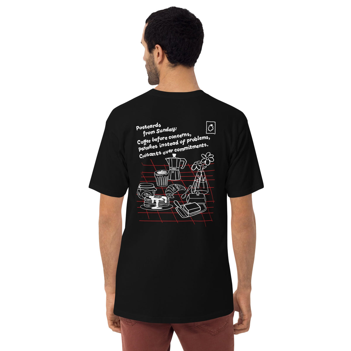 GUSTATORY Originals Postcards From Sunday Heavy Cotton Embroidered T-Shirt – product image 3 of 10