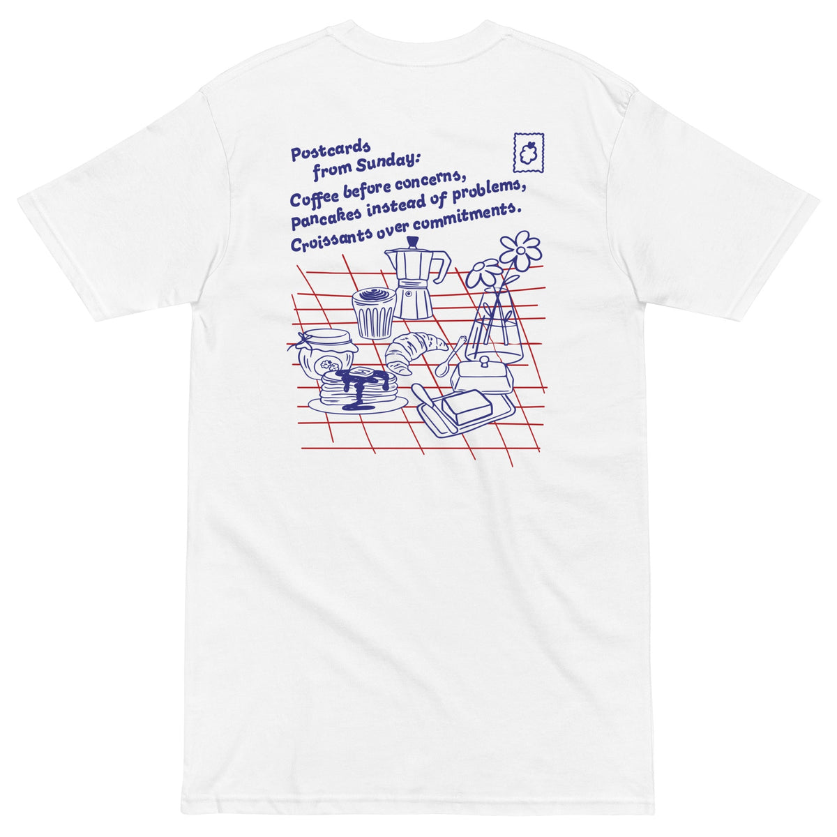 GUSTATORY Originals Postcards From Sunday Heavy Cotton Embroidered T-Shirt – product image 3 of 6