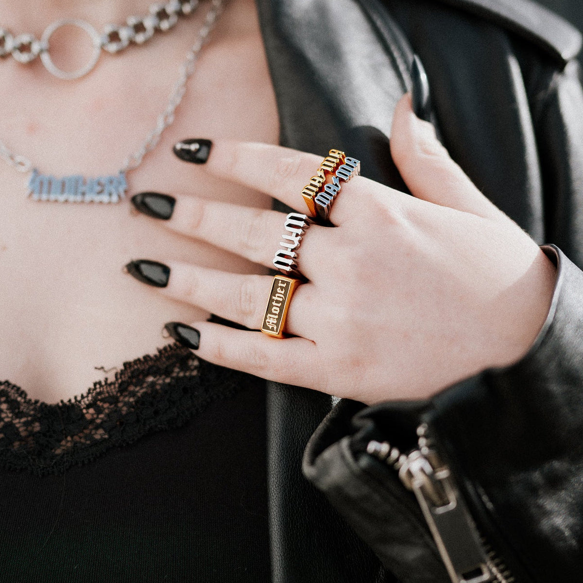 Mother Enamel Gold Signet Ring – product image 2 of 4