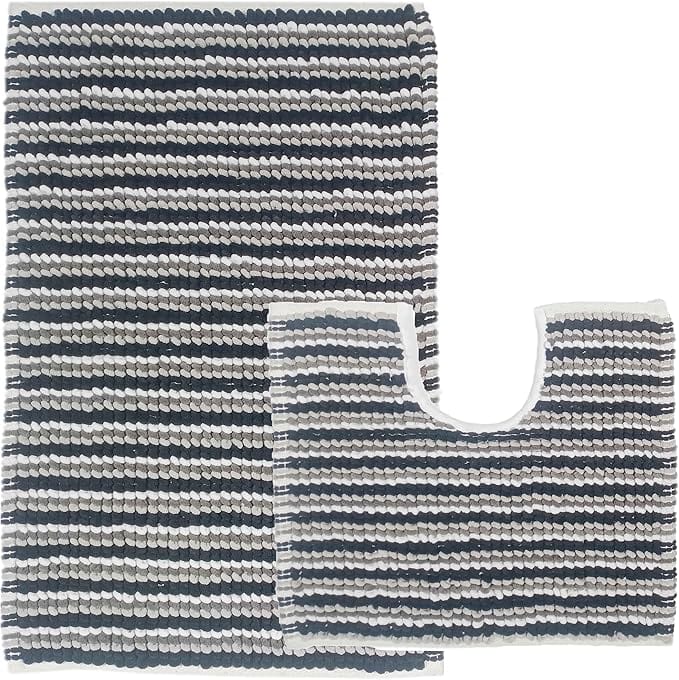 OLIVIA ROCCO Amalfi 2 Piece Bath Mat Set 100% Cotton Jumbo Plush Absorbent Pedestal Bath – product image 8 of 10