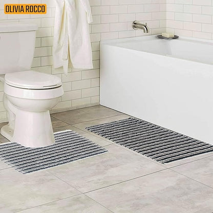 OLIVIA ROCCO Amalfi 2 Piece Bath Mat Set 100% Cotton Jumbo Plush Absorbent Pedestal Bath – product image 2 of 10