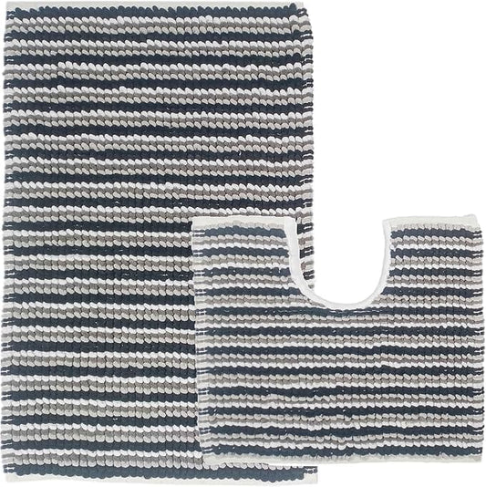 OLIVIA ROCCO Amalfi 2 Piece Bath Mat Set 100% Cotton Jumbo Plush Absorbent Pedestal Bath – product image 1 of 10