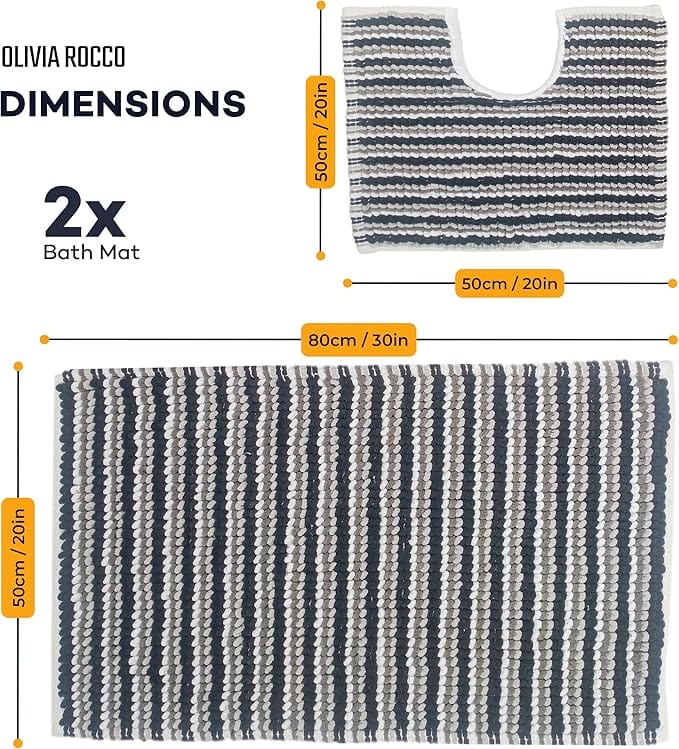 OLIVIA ROCCO Amalfi 2 Piece Bath Mat Set 100% Cotton Jumbo Plush Absorbent Pedestal Bath – product image 5 of 10