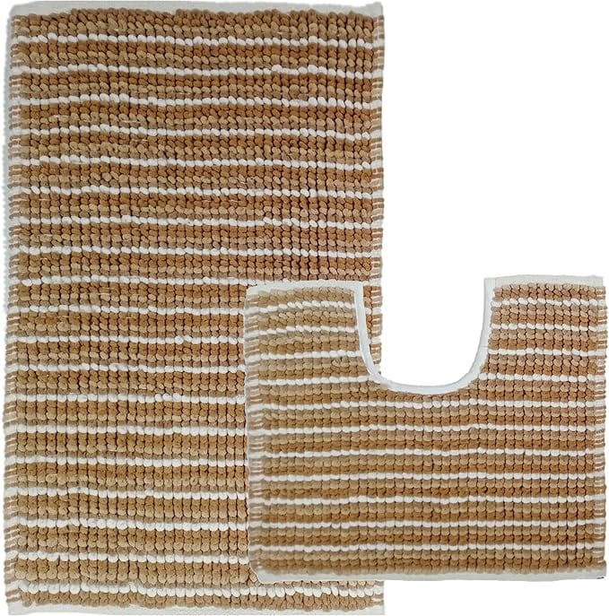 OLIVIA ROCCO Amalfi 2 Piece Bath Mat Set 100% Cotton Jumbo Plush Absorbent Pedestal Bath – product image 9 of 10