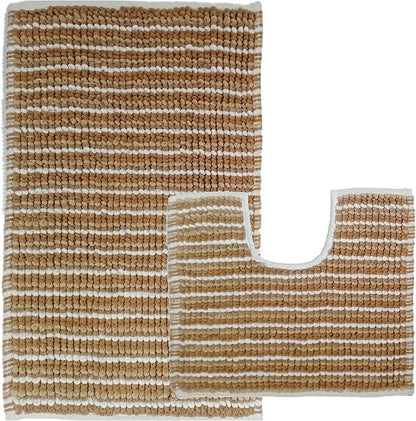 OLIVIA ROCCO Amalfi 2 Piece Bath Mat Set 100% Cotton Jumbo Plush Absorbent Pedestal Bath – product image 9 of 10