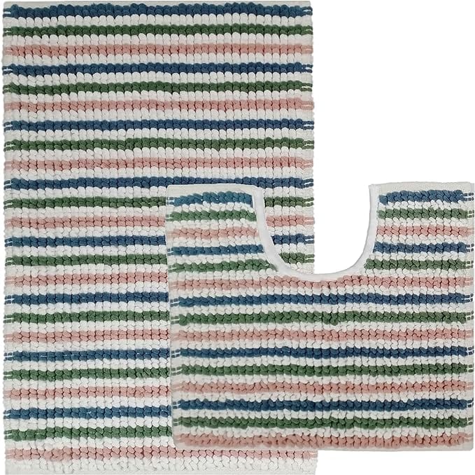 OLIVIA ROCCO Amalfi 2 Piece Bath Mat Set 100% Cotton Jumbo Plush Absorbent Pedestal Bath – product image 10 of 10