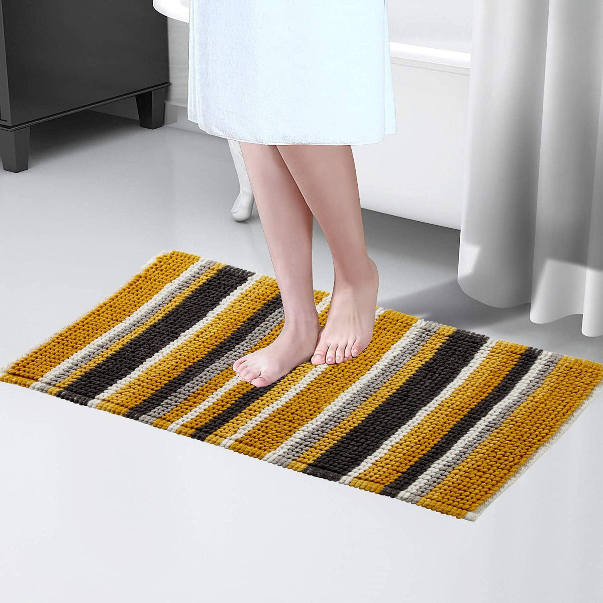 OLIVIA ROCCO Padstow Stripe Bathmat 50 x 80 cm Quick-Drying Anti-Slip Absorbent Durable – product image 11 of 14