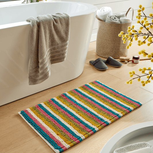 OLIVIA ROCCO Padstow Stripe Bathmat 50 x 80 cm Quick-Drying Anti-Slip Absorbent Durable – product image 1 of 10